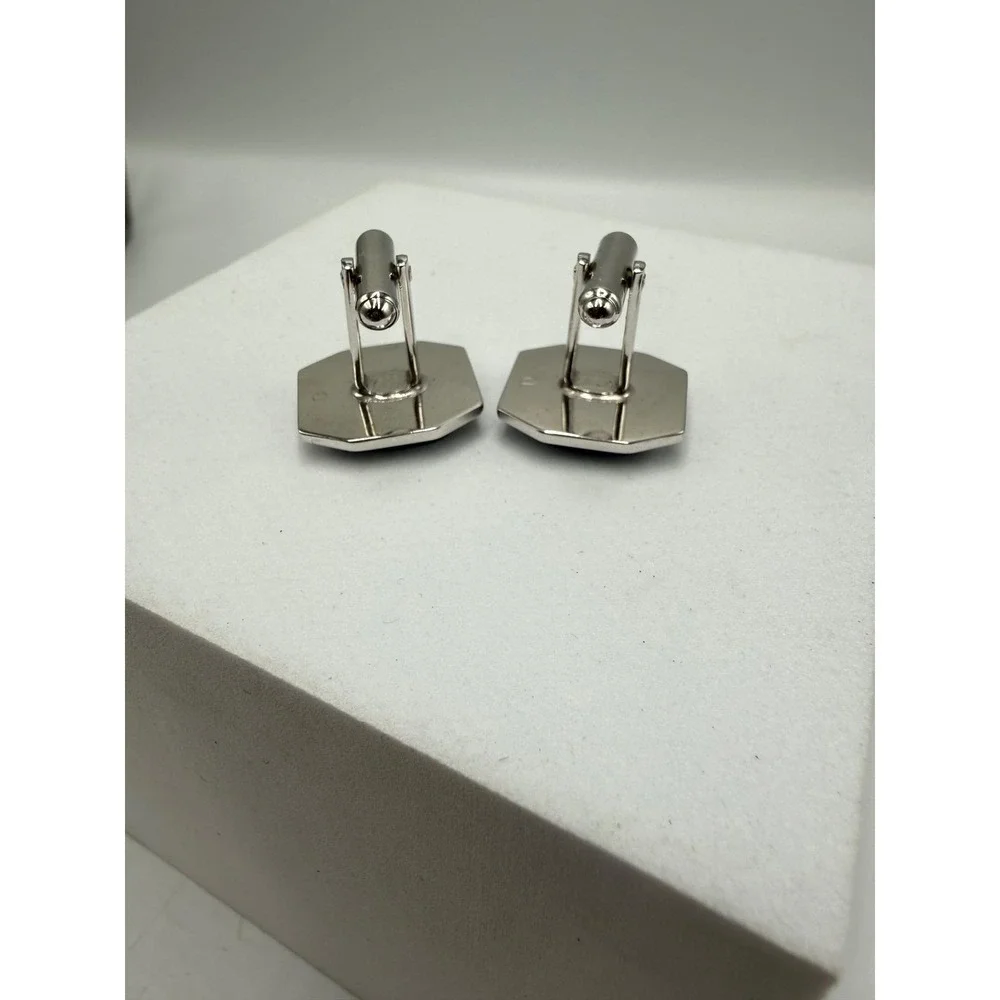 Hickok‎ USA Vintage Mens Octagon Cabochon Silver Tone Toggle Cufflinks